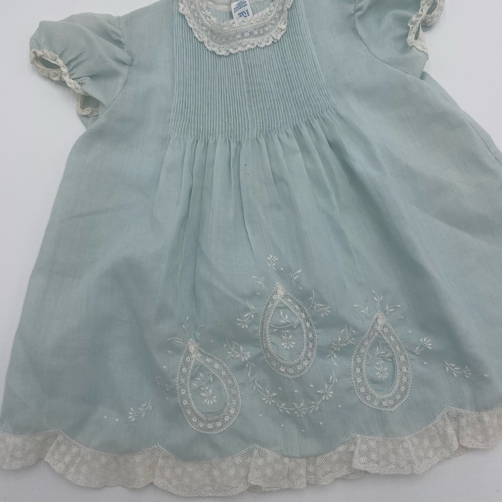 Vintage Light Blue Baby Doll Dress with Lace Details